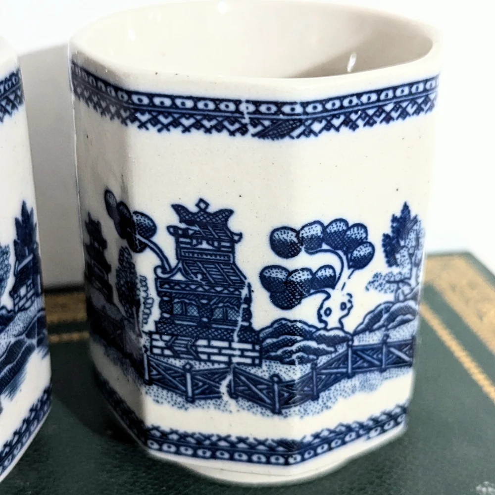 Set of 2 Pier 1 Japanese Tea Cups Pier 1 Willow Tea Cups Pier 1 Japanese Willow